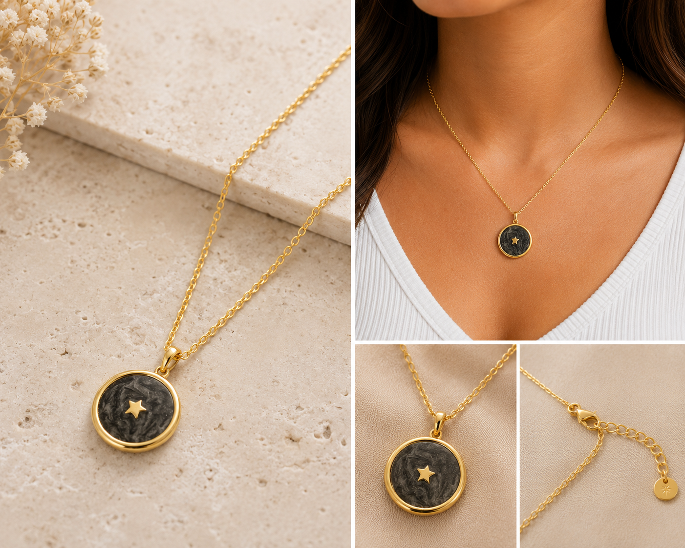 Midnight Star Gold Pendant Necklace