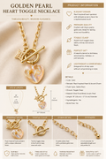 Golden Pearl Heart Toggle Necklace
