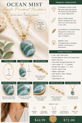 Ocean Mist Agate Pendant Necklace – Gold Tone