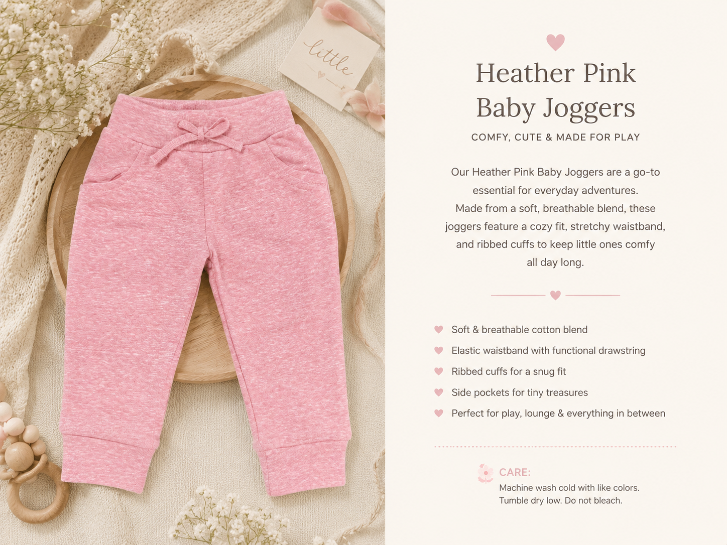 Heather Pink Baby Joggers (Garanimals)