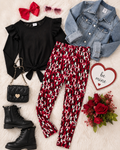 XO Love Print Leggings for Girls