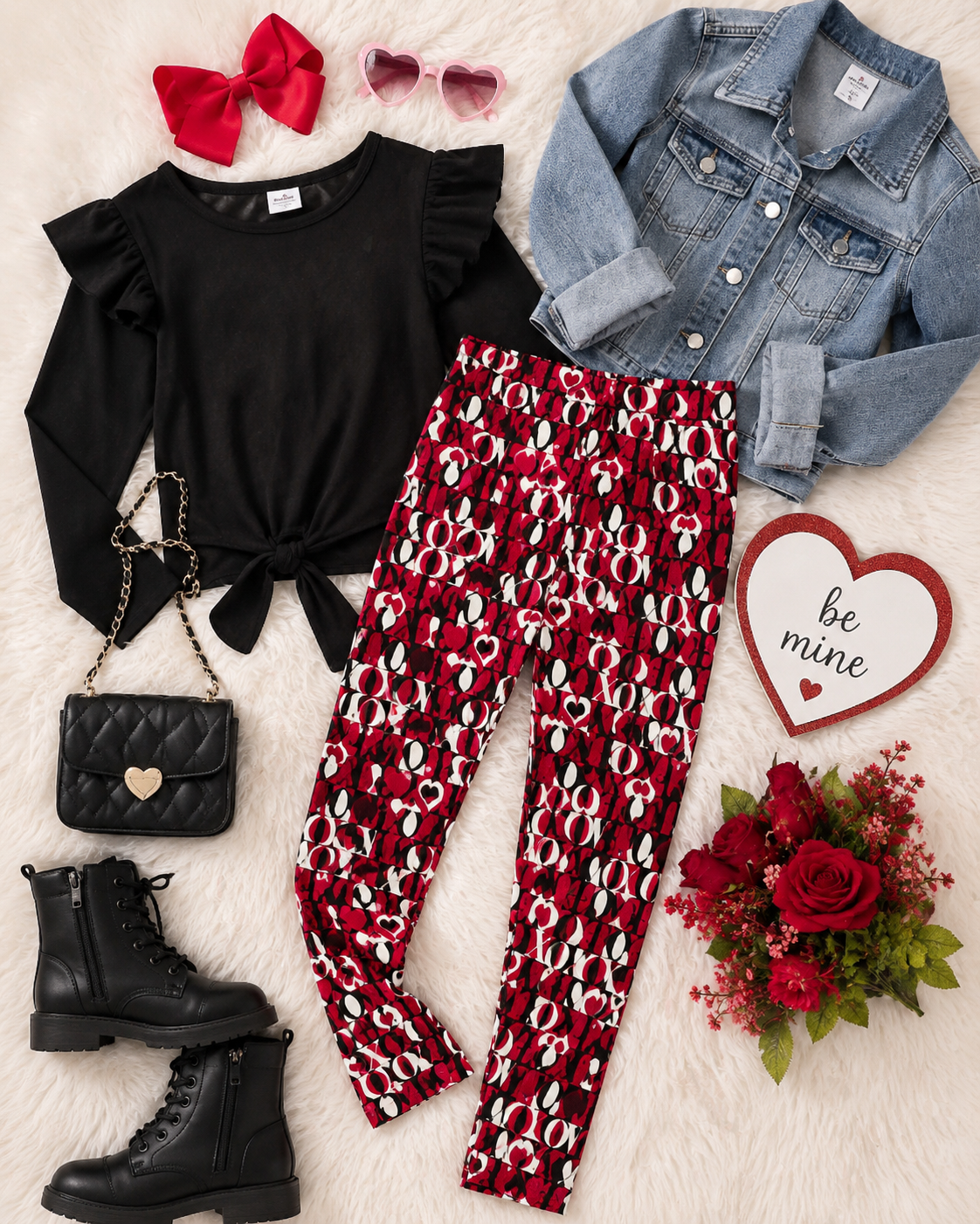 XO Love Print Leggings for Girls