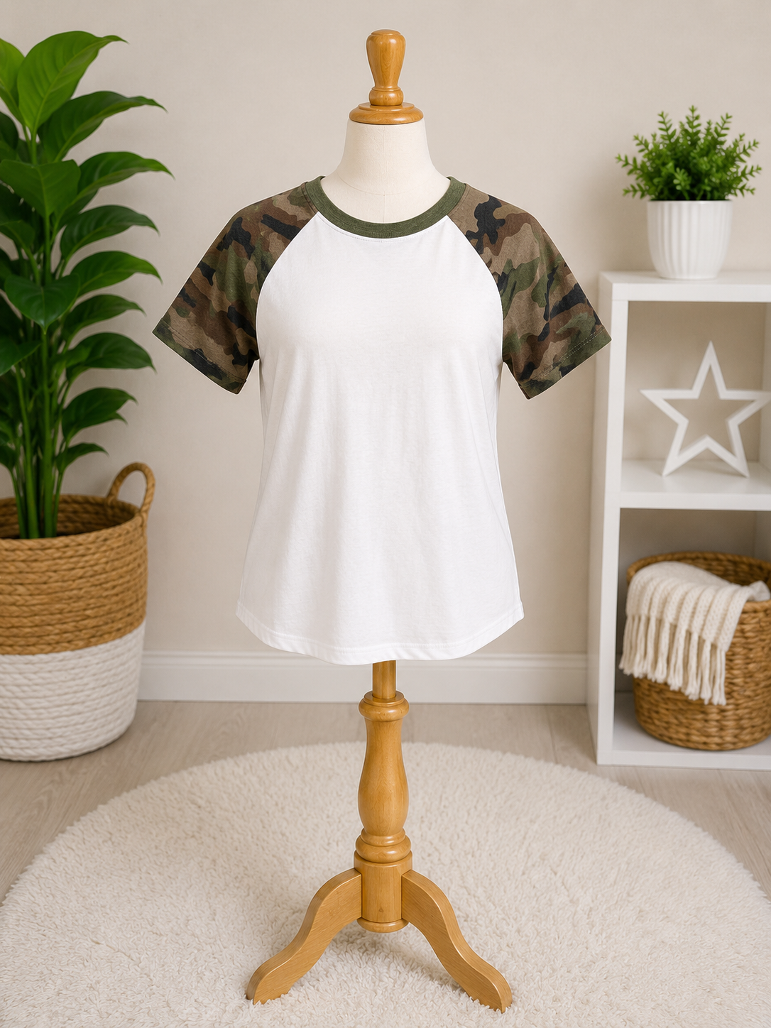 Youth Camo Raglan Baseball Tee