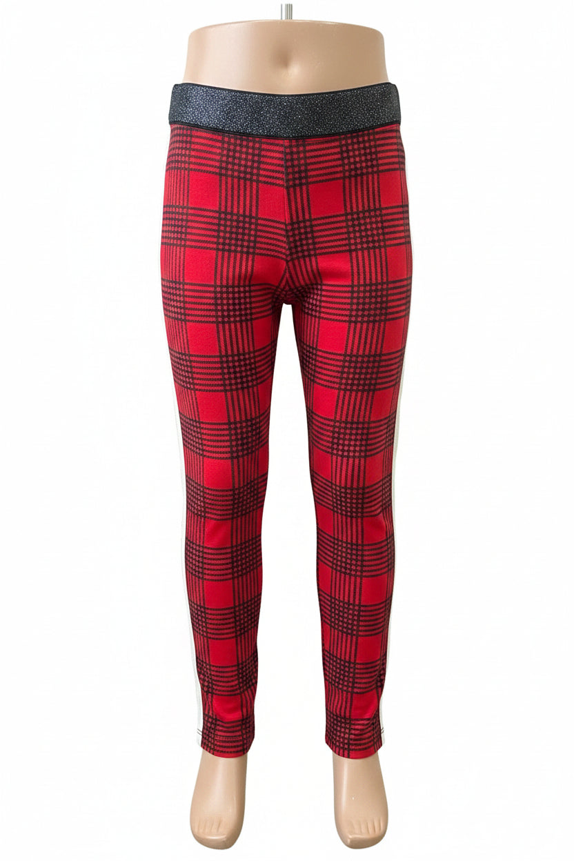 Big Girls Taped Leggins Size 8 Red & Black