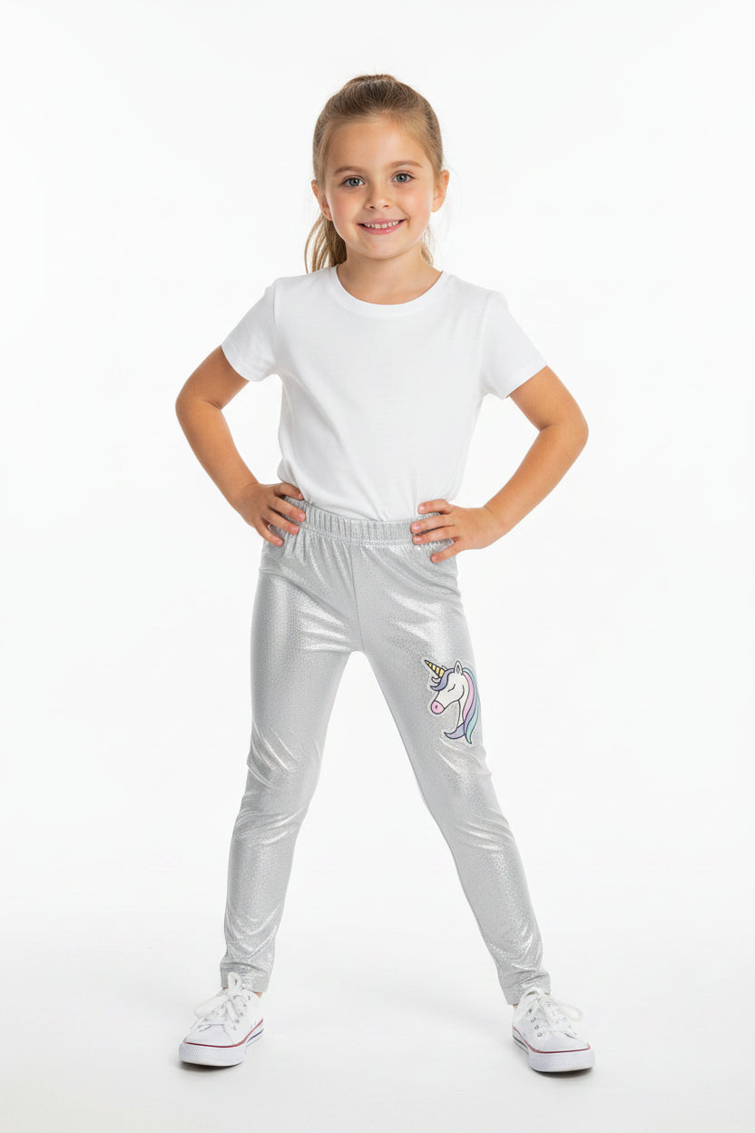 Big Girls Sliver Shimmer Legging Size 8