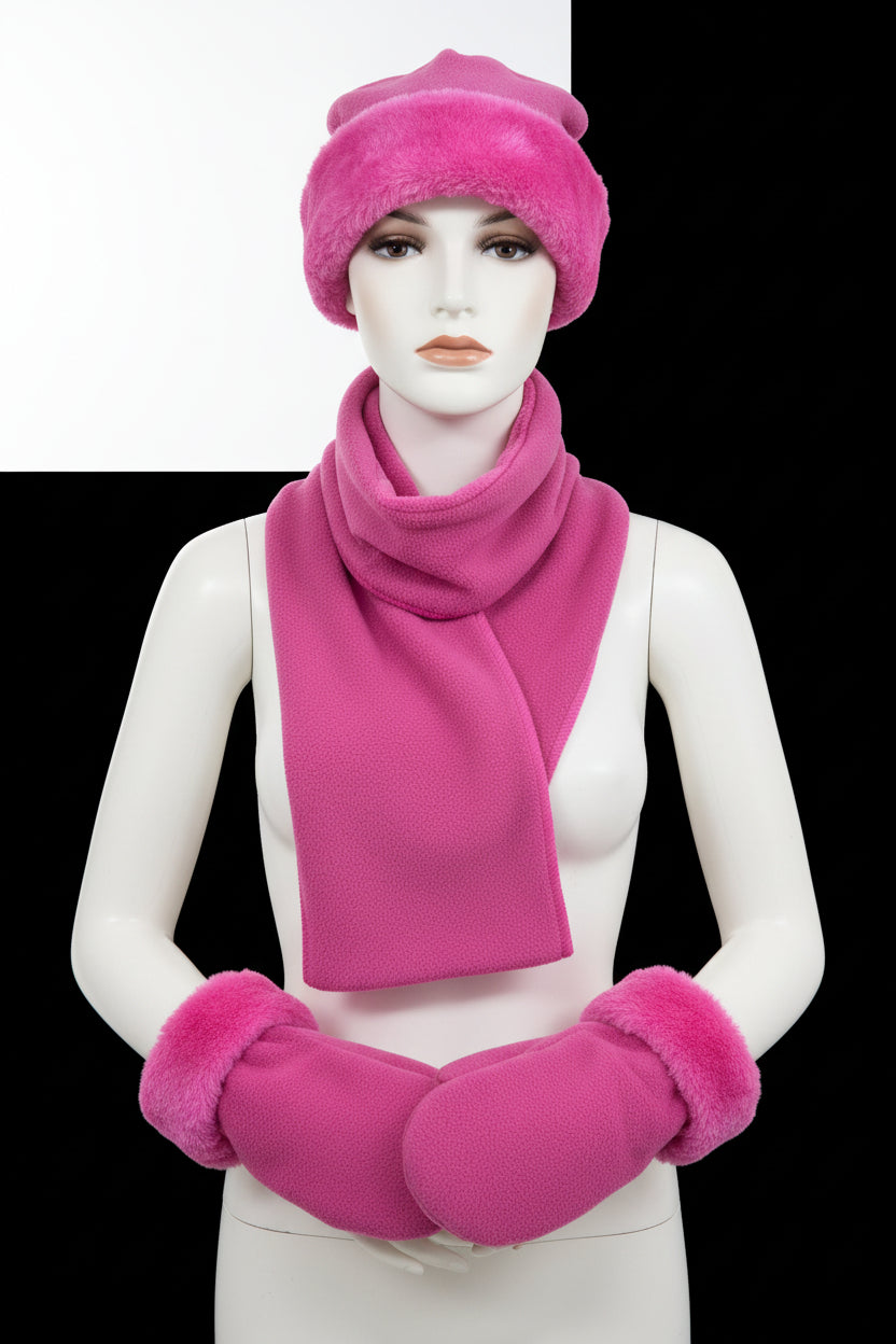 Ladies Winter Hat Glove An Scarf Set
