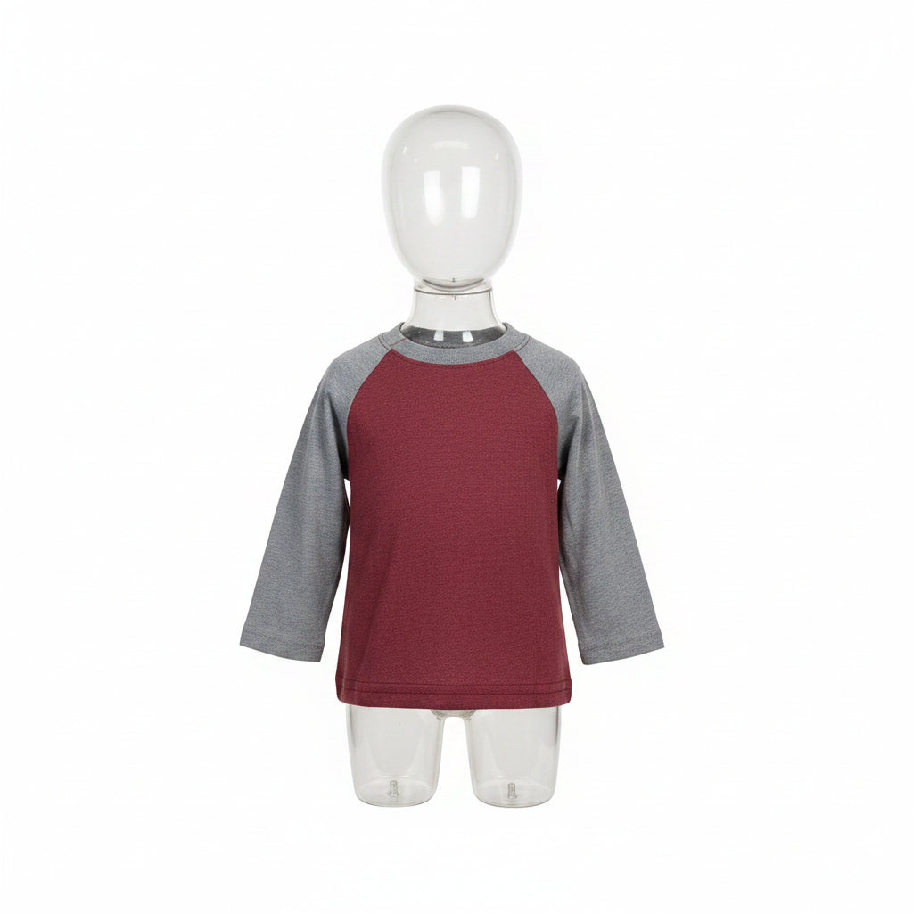 Toddler Boys LS Tee Burgundy An Green