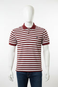 Men's Burgundy An White Long Sleeve Polo Shirt