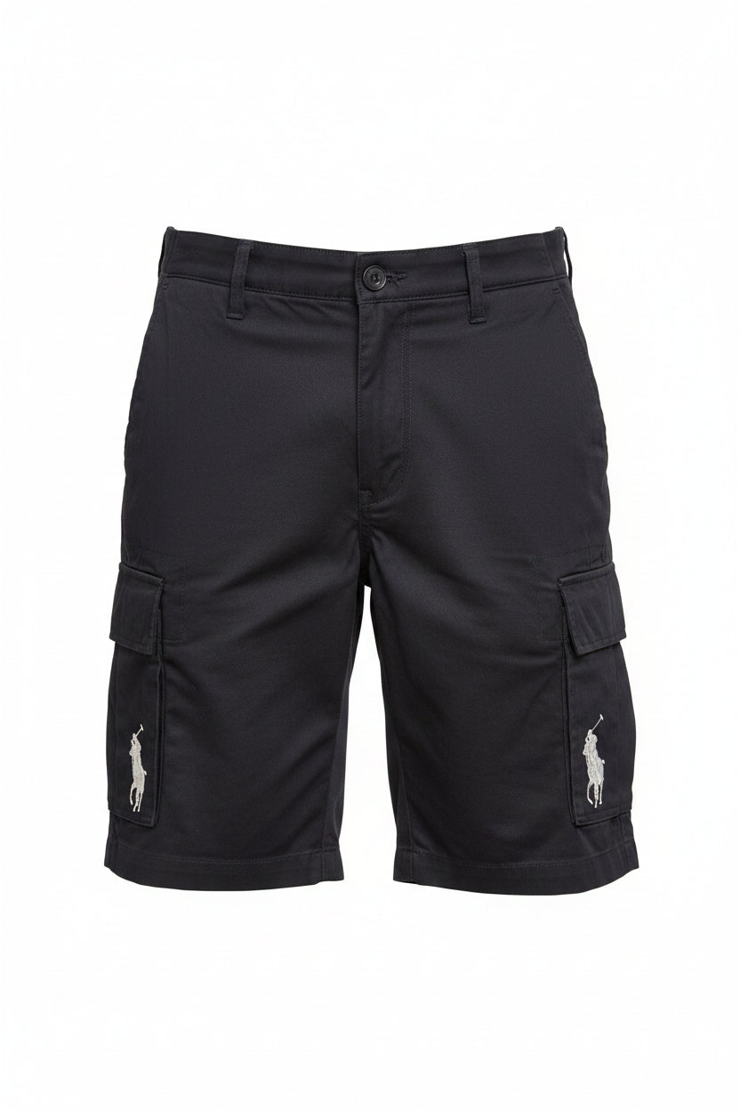 Men's Black Polo Shorts (Big White Emblem)