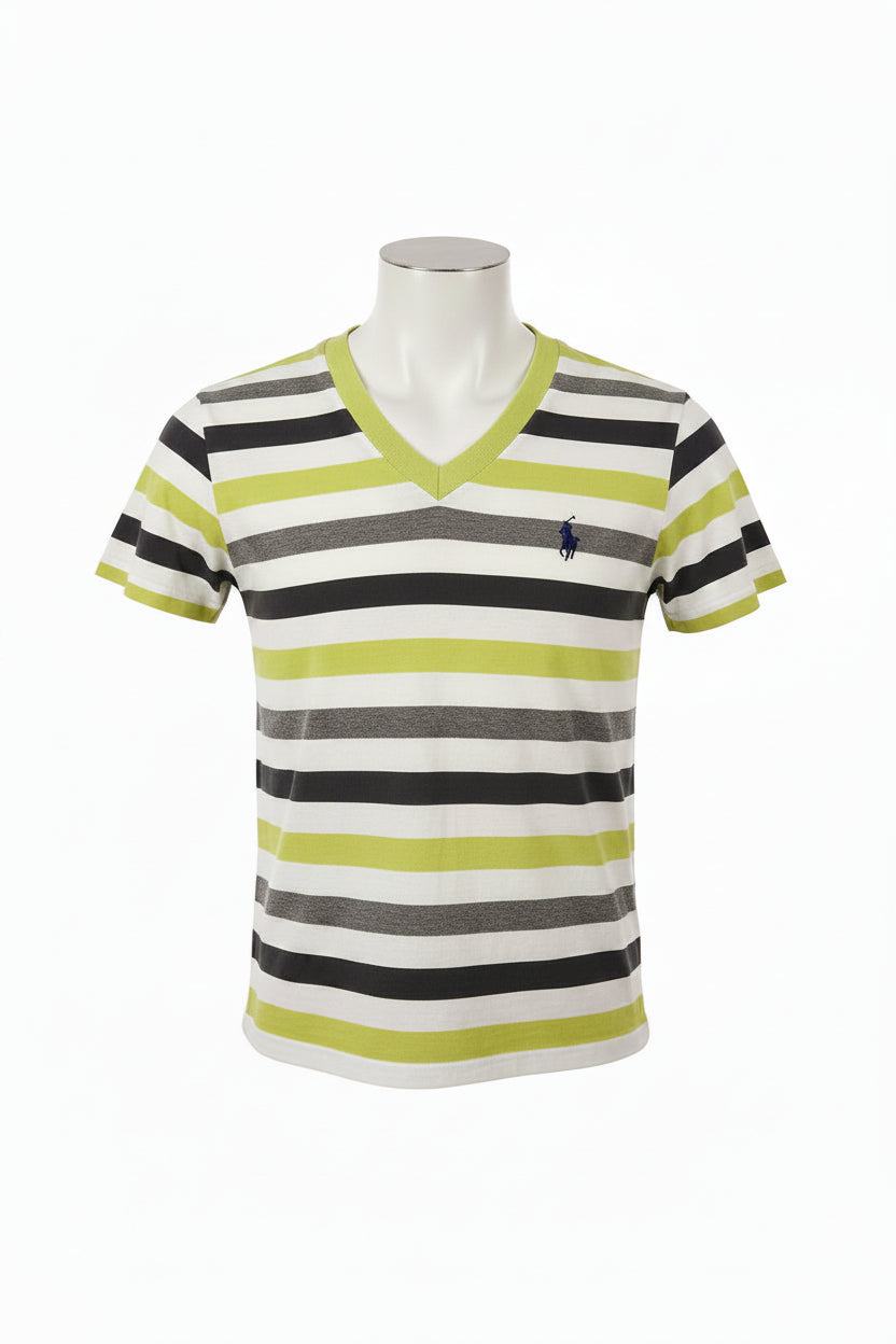Men's Black White Green An Grey Polo Shirt