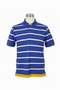 Men's Yellow Blue An White Stripe Polo Shirt (White Emblem)