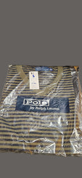 Men's Green An Blue Stripe Polo Shirt (White Emblem)