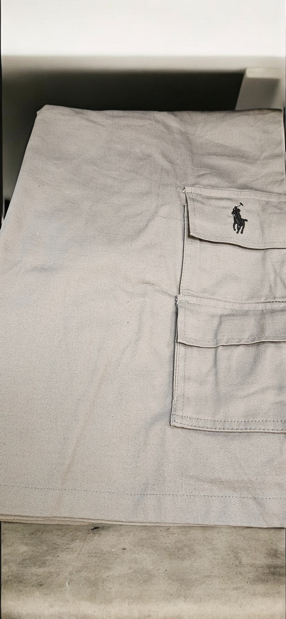 Men's Light Grey Polo Shorts (Black Emblem)