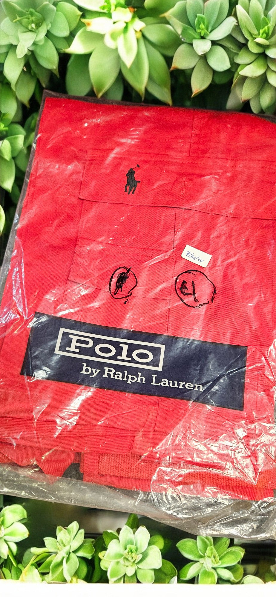 Men's Red Polo Shorts (Black Emblem)