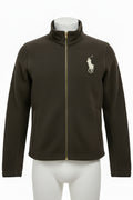 Men's Black Polo Fleece Jacket (White Emblem)