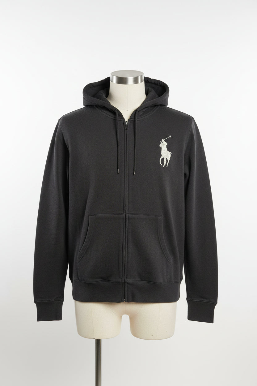 Men's Black Polo Jacket (White Emblem)