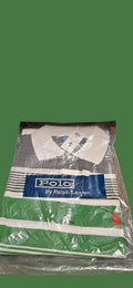 Men's Black White An Green Stripe Polo (Red Emblem)