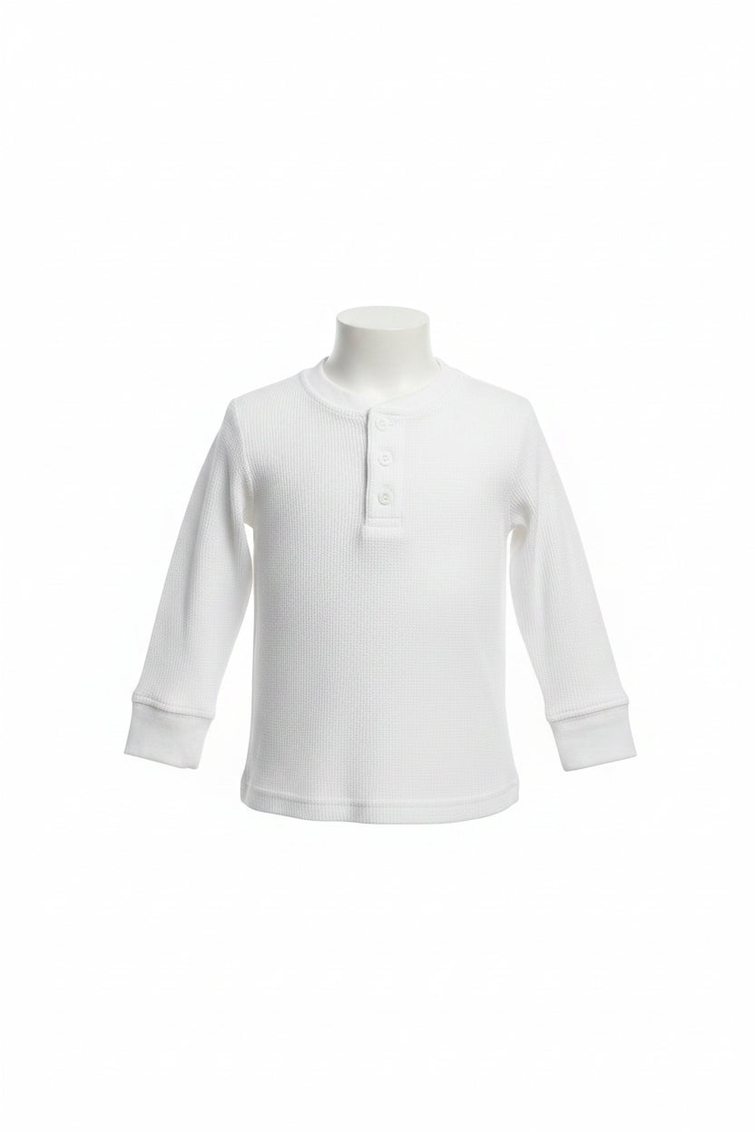 Toddler Boys LS Thermal Solid White