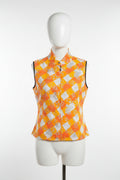 Ladies Sleeveless Jacket Orange An White
