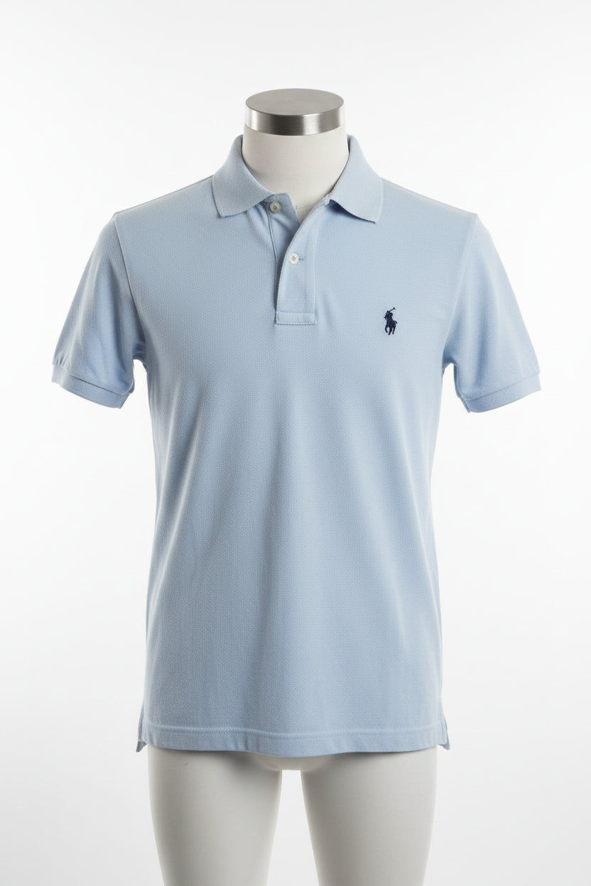 Men's Light Light Blue Polo Shirt (Black Emblem)