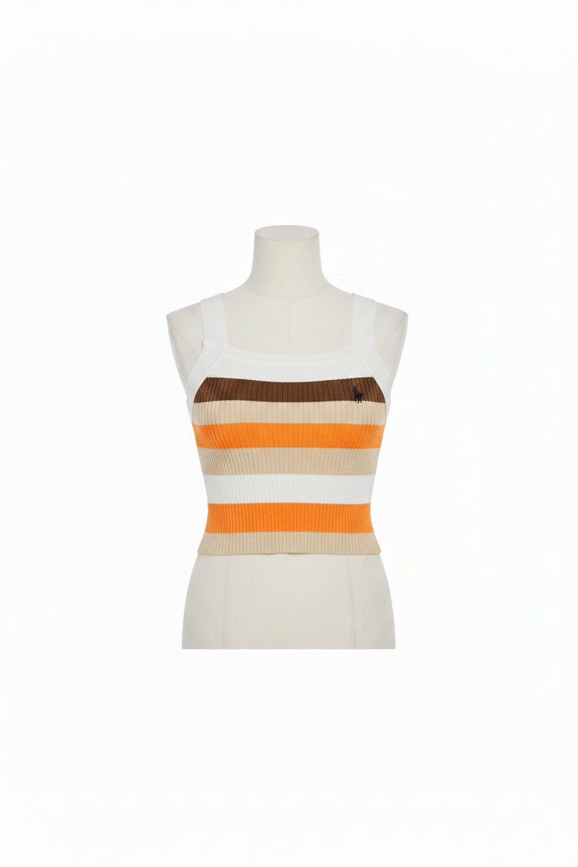 Men's Orange An White Polo Tank Top