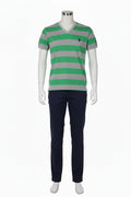 Men's Green An Grey Stripe Polo Shirt (Black Emblem)