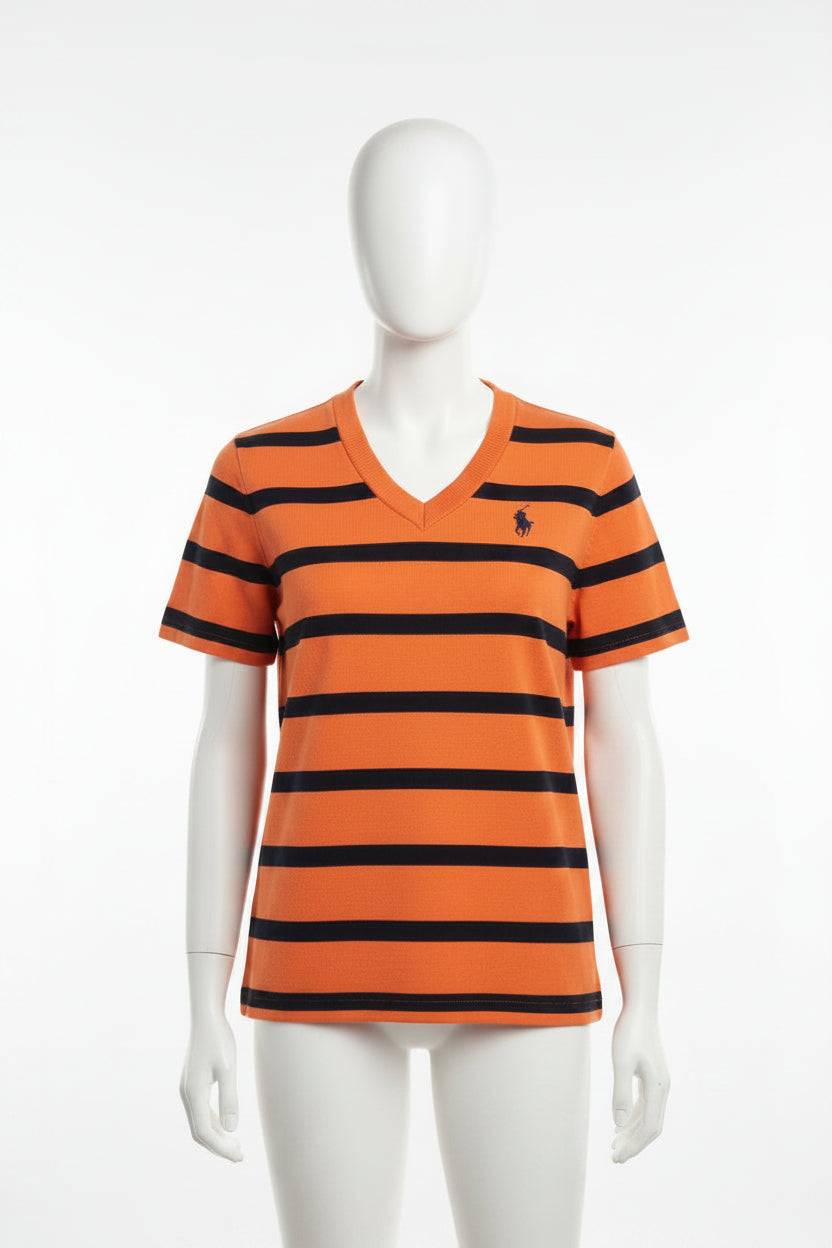 Men's Orange An Black Stripe Polo
