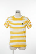 Men's Yellow An White Stripe Polo Shirt (Red Emblem)