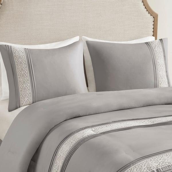 Madison Park Lacey 7-Piece Lace Trim Comforter Set in Gray